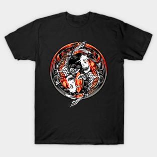 Yin & Yang Garden Pond Koi Fish Japanese Koi Carp T-Shirt